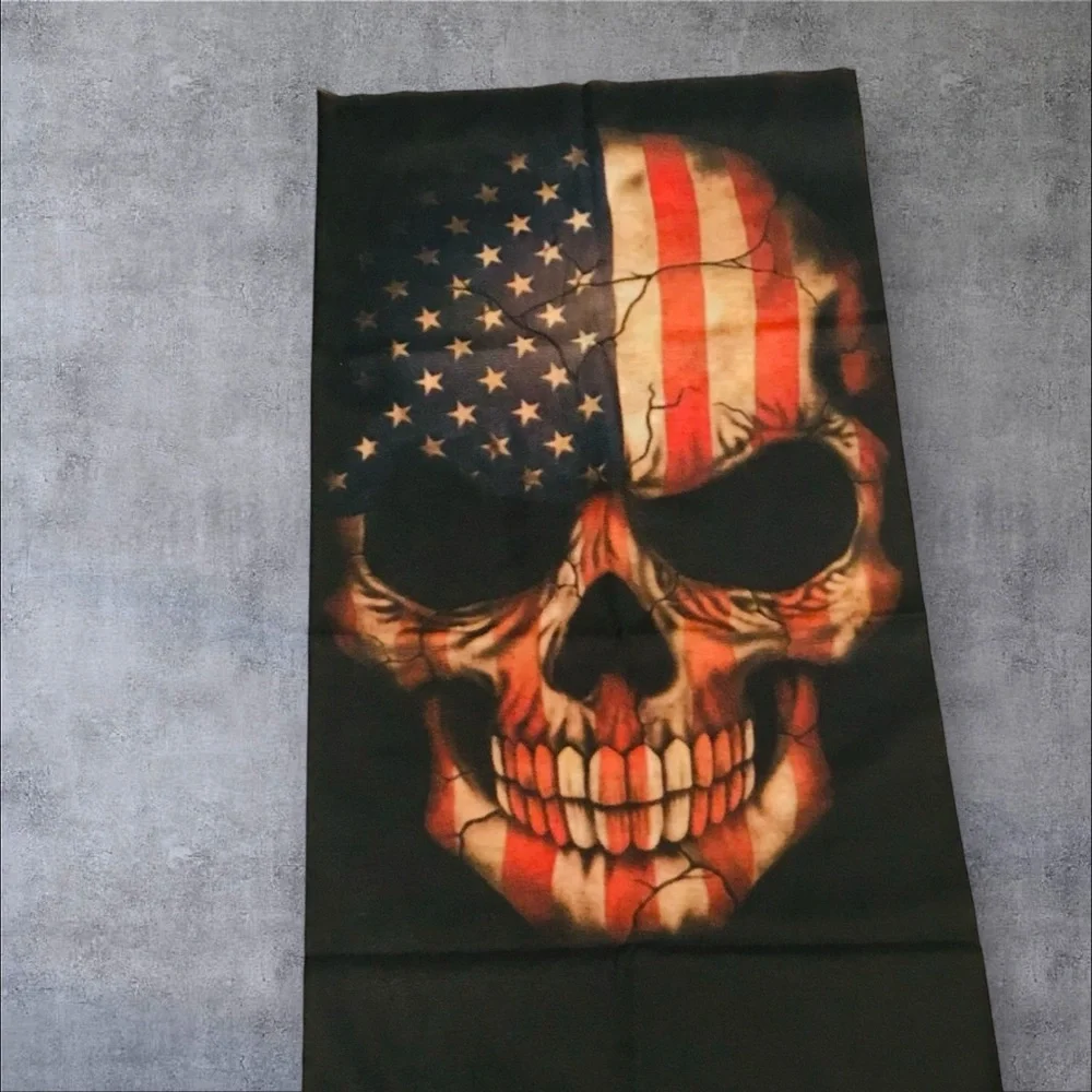 Stars & Stripes Skull 16 n 1 Neck Gaiter Face Cover Dust Mask Biker Rag Moto